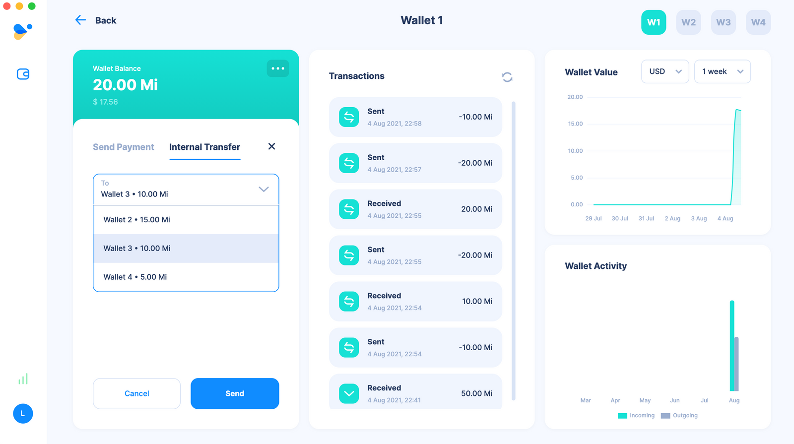 choose send from wallet ledger