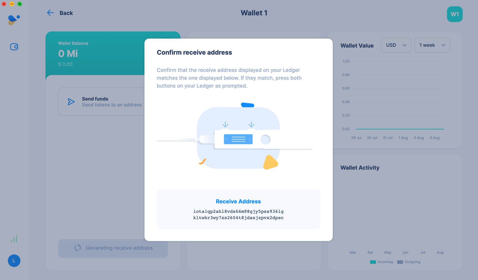 confirm receive address ledger